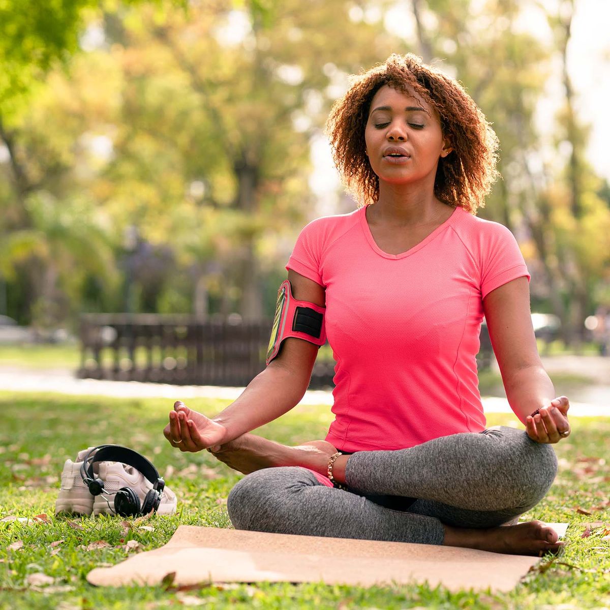 Woman practicing yogic breathing